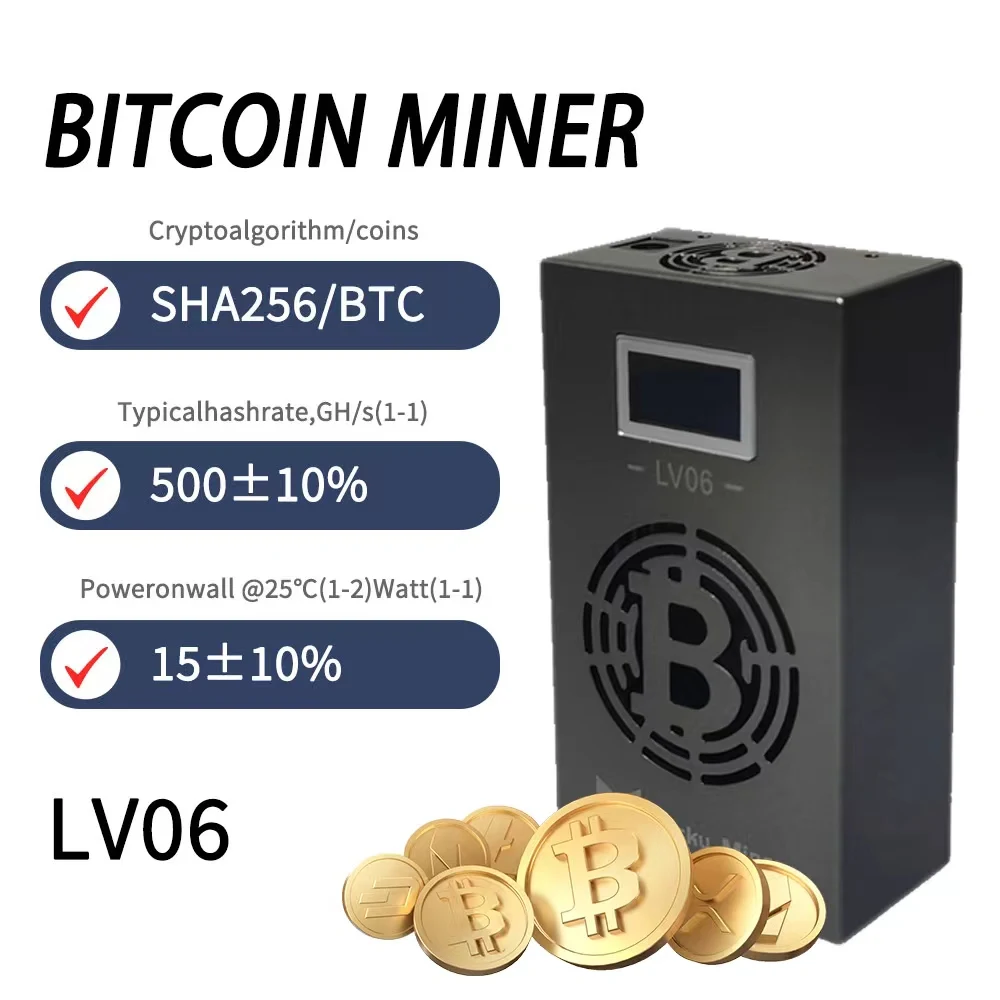 Btc solo miner lucky miner LV06 silent btc bch bsv dgb SHA256 WIFI BM1366 504GH/S crypto mining home miner machine