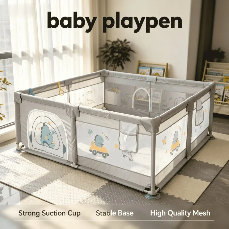 Safety Gate Child Pet Barrier Baby Bed Rail Guard Playpen Baby Playpen Play Yard Portable Indoor Outdoor Foldable Easy Setup