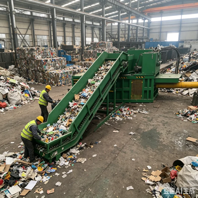 Fully Automatic Horizontal Baler Manage Multiple Units In One Large Recycling Industrial Park Yard