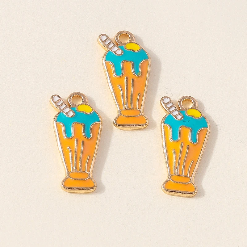 Leslie 10 Stück süße Emaille-Lebensmittel-Charms, süßer Mini-Cup-Kuchen-Anhänger für Armband, handgefertigte Schmuckherstellung – Detail 38