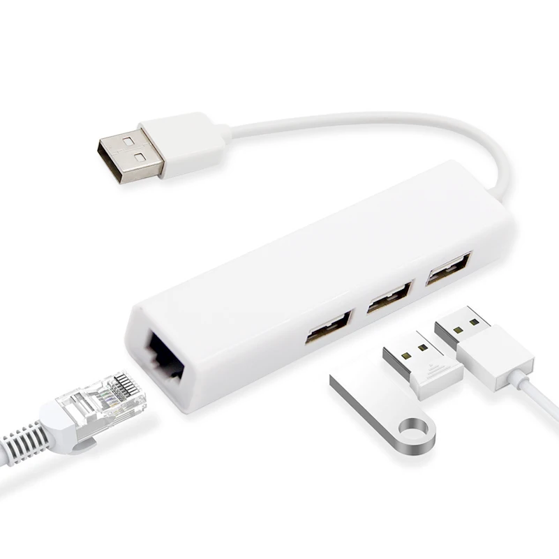 

USB Ethernet to RJ45 Network Card 10/100 Mbps Lan Adapter with 3 Ports USB 2.0 HUB for Mac iOS Xiaomi Mi Box Laptop PC
