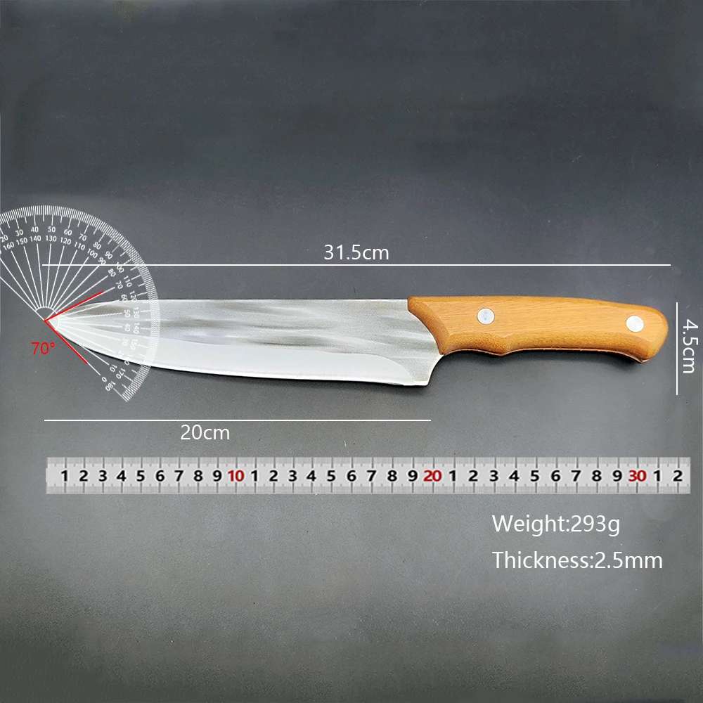 Forged Japanese Chef Knife Kitchen Slicing Meat Cleaver Full Tang Butcher Knife Cooking Sushi Knife with Wood Handle