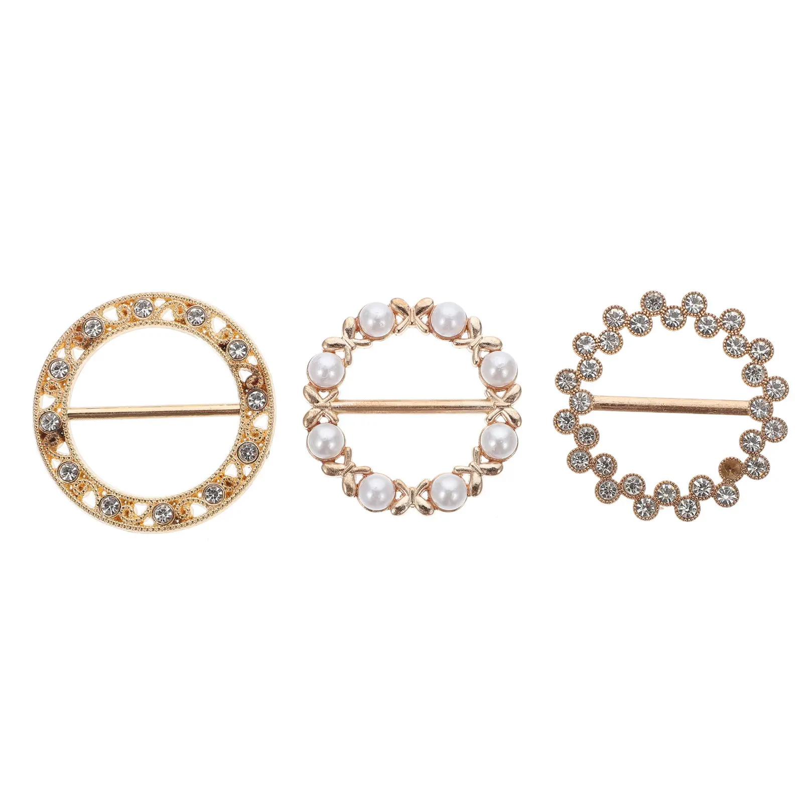 

3Pcs Day Character Silk Scarf Buckle Rhinestone Clip Exquisite Waist Fastener Lady Clothes Accessories Scarf Buckle