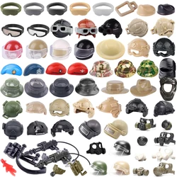 Military Soliders Figure Waffen Building Block German US Helmet Goggle Bazooka Anti Tank Rocket Launcher Flamethrower Brick Toys