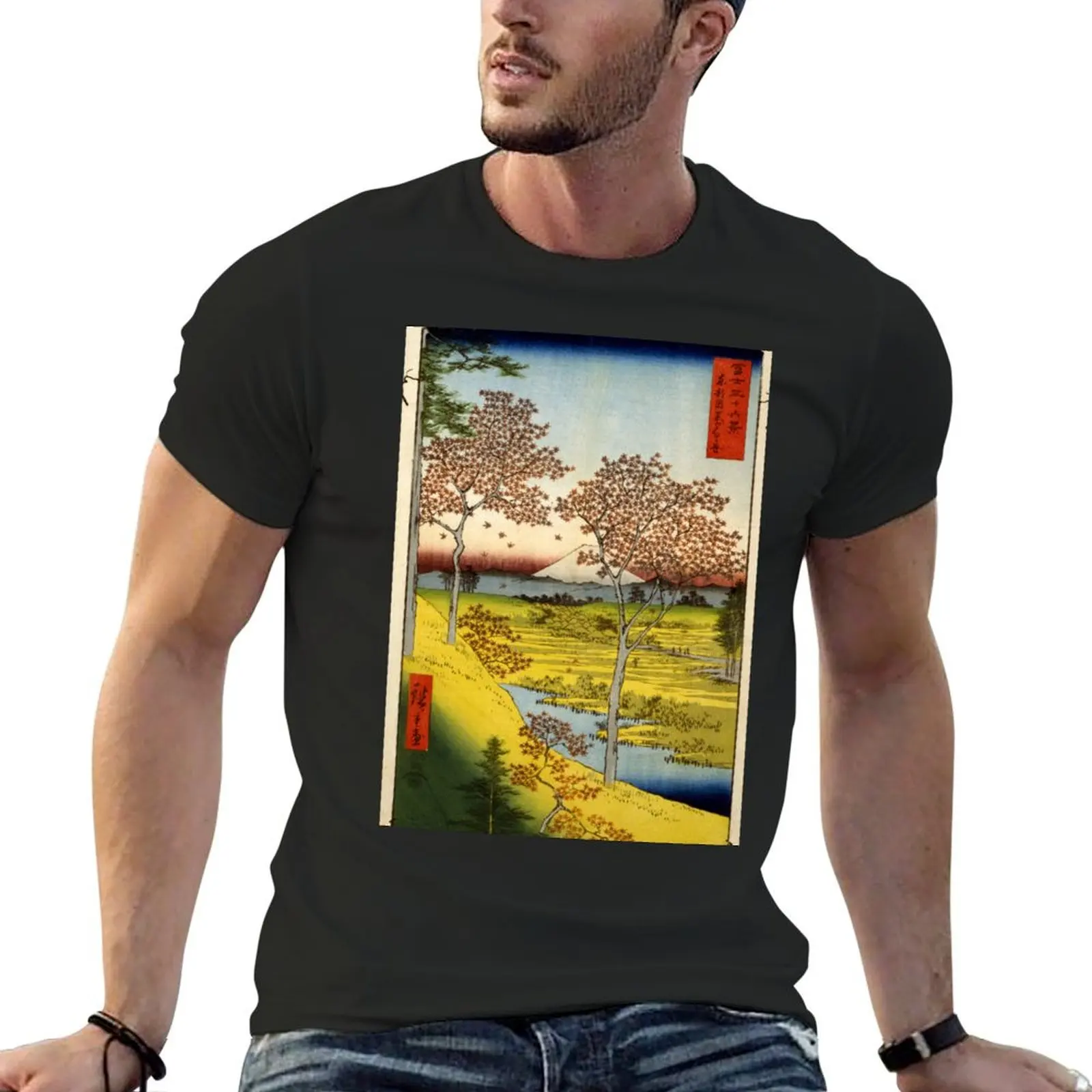 Hiroshige Ando - Sunset Hill Meguro In The Eastern Capitol - 1858 - Woodcut T-Shirt Blouse mens cotton t shirts