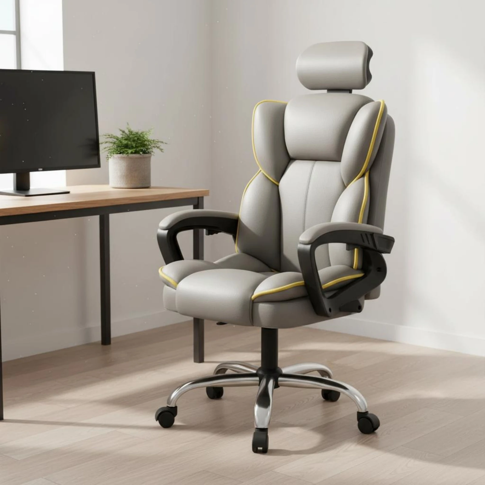 Ergonomic Recliner Chair Lumbar Support Office Gaming Chair Swivel Recliner Seat Headrest Included Computer Furniture for Gamers