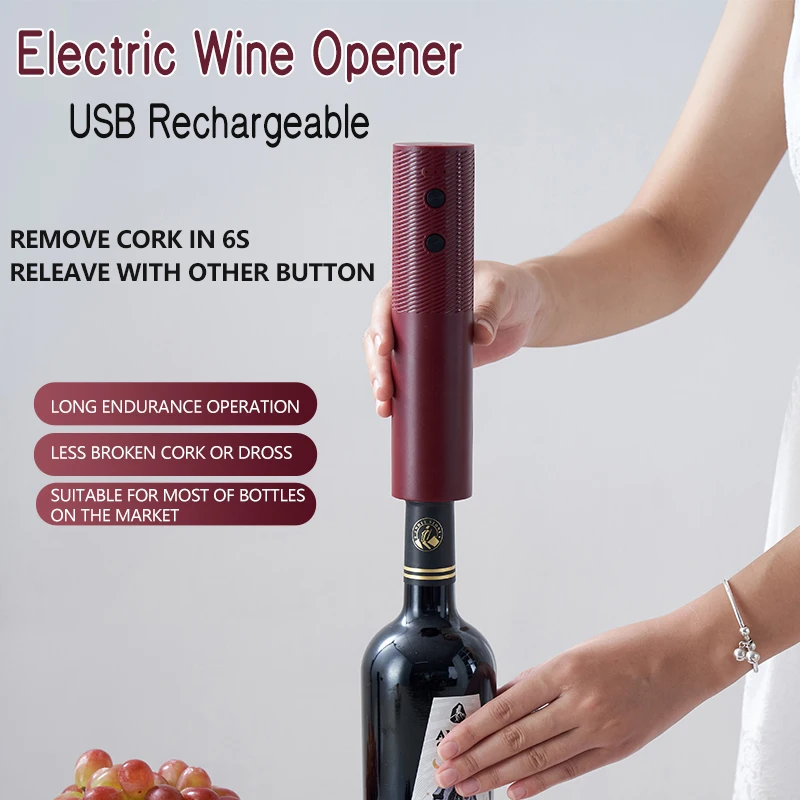 Abridor de vino eléctrico recargable por USB, abrebotellas automático con batería grande, sin esfuerzo, para cocina, BarTools, regalo de fiesta