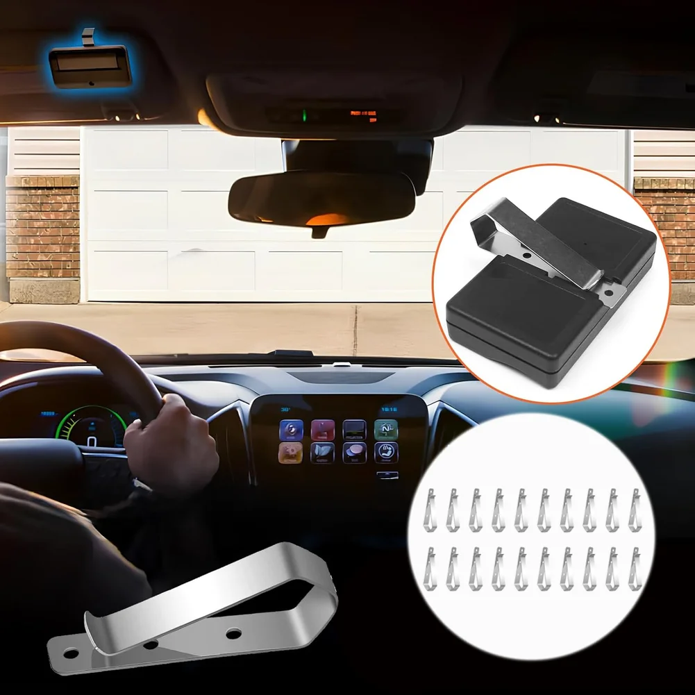 Stainless Steel Remote Holder Bracket 20pcs for LiftMaster Garage Door Remote Control 892LT 893MAX Sun Visor Clip