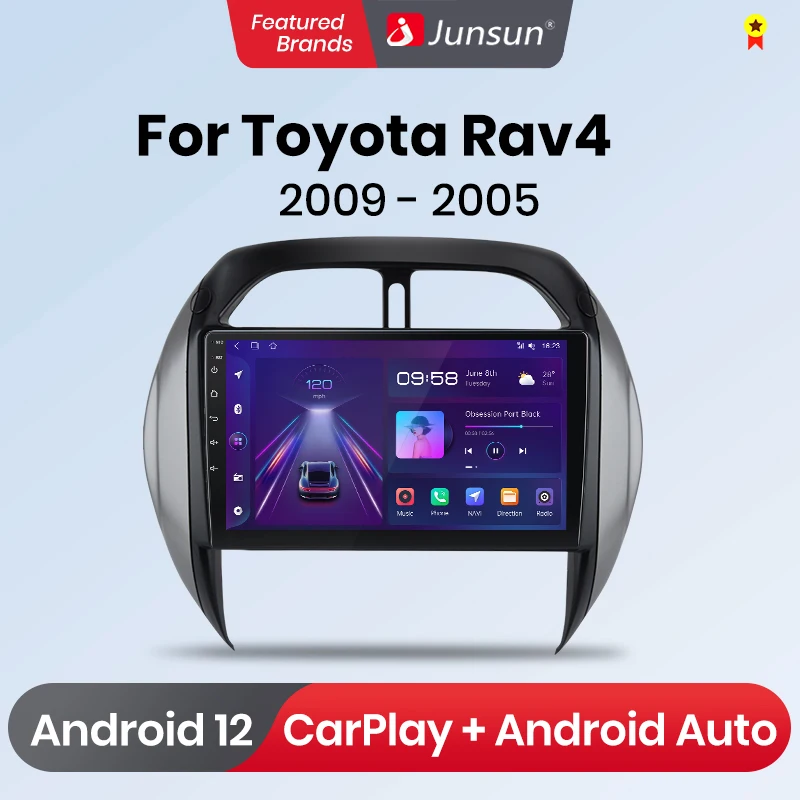 Junsun Wireles CarPlay Android Auto Car Radio for Toyota RAV4 2003 2005 GPS Intelligent Systems tereo Multimedia Car Radio