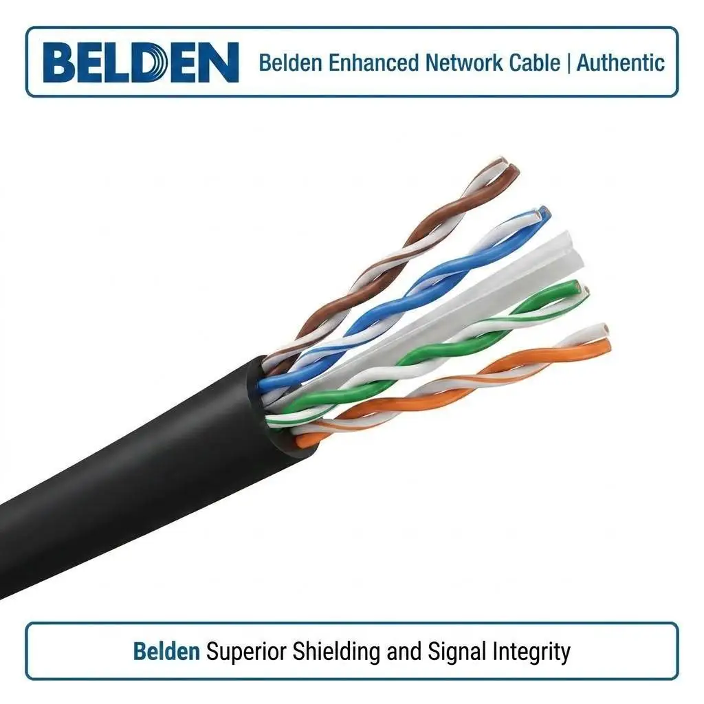 Original New Belden 2412 Cat6+ Ethernet Cable 4 Pair 23AWG Solid Bare Copper 350MHz U/UTP CMR Riser Network Cable 305m