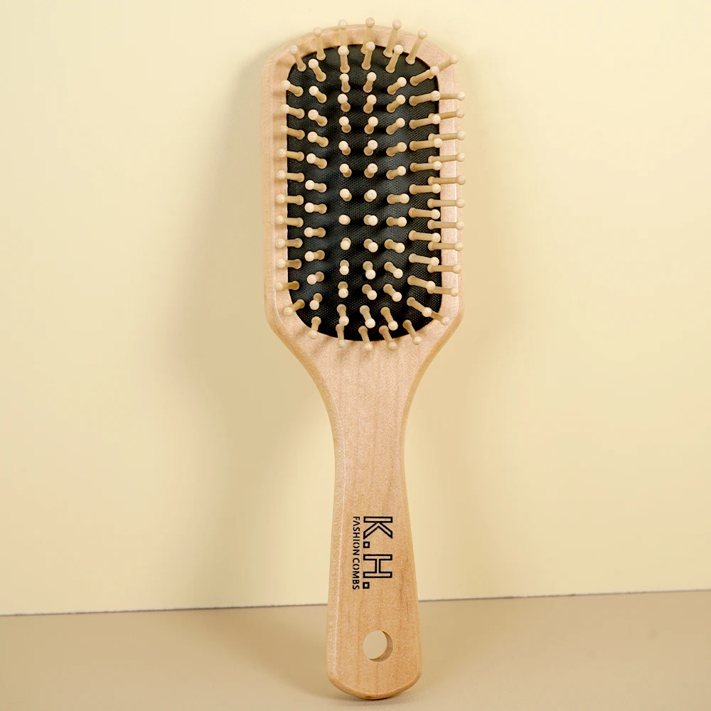 

Wooden Handle Paddle Hair Brush Air Cushion Design Scalp Massage Detangling Tool for Tangle-Free & Smooth Hair Ideal