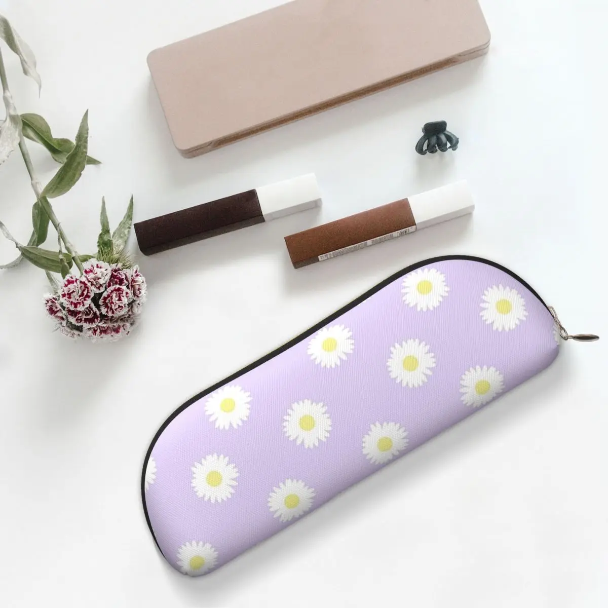 

Daisy Purple Pastel Aesthetic Cute Daisies Flower Cottagecore Pencil Cases Pen Holder Pen Box Pencil Bag for Studen School