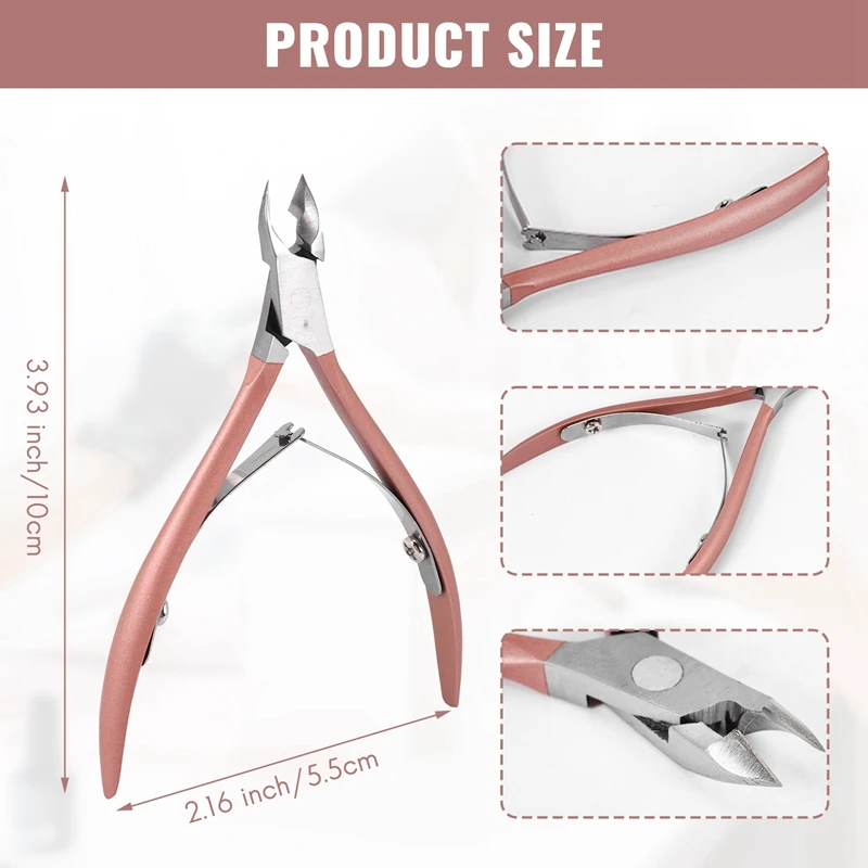 เล็บ Cuticle Pusher Tweezer CUTTER Nipper Clipper Dead Skin Remover เล็บ Art Grooming เครื่องมือความงามเล็บคีมสีชมพู