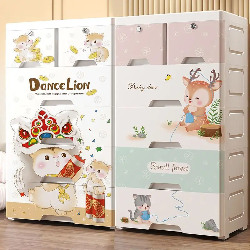 AOLIVIYA Kids Childrens Cabinet Baby Snack Clothes Storage Box Cartoon Multi-Layer Organizer Rack 50cm Drawer