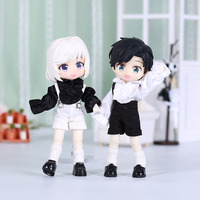 6 Inches Doll Black White Gothic Overalls Set Uniform Shirt Shorts Set Doll Clothes For Ob11,Obitsu11,Molly, Gsc, Ymy, 1/12bjd
