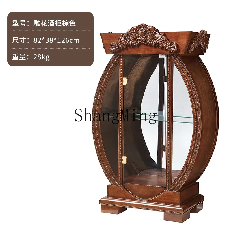 CL solid wood vintage wine cabinet creative living room furniture double door ornament decoration cabinet country display side