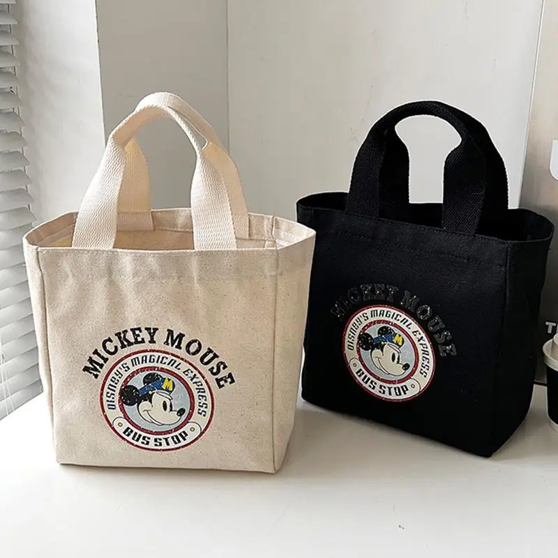 Disney Large Capacity Canva Bag Summer Casual Tote Bag Women One Shoulder Bag Portable Shopping Bag Girl Cartoon Mickey Tote