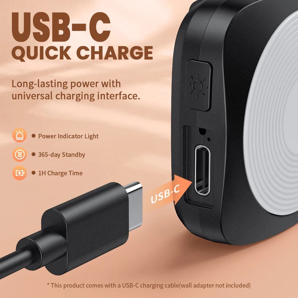 Wsdcam Personal Safety Alarm Type-C Charging LED Emergency Night Light 130dB Self Defense Alarm with Key Chain Press Tap Alarm