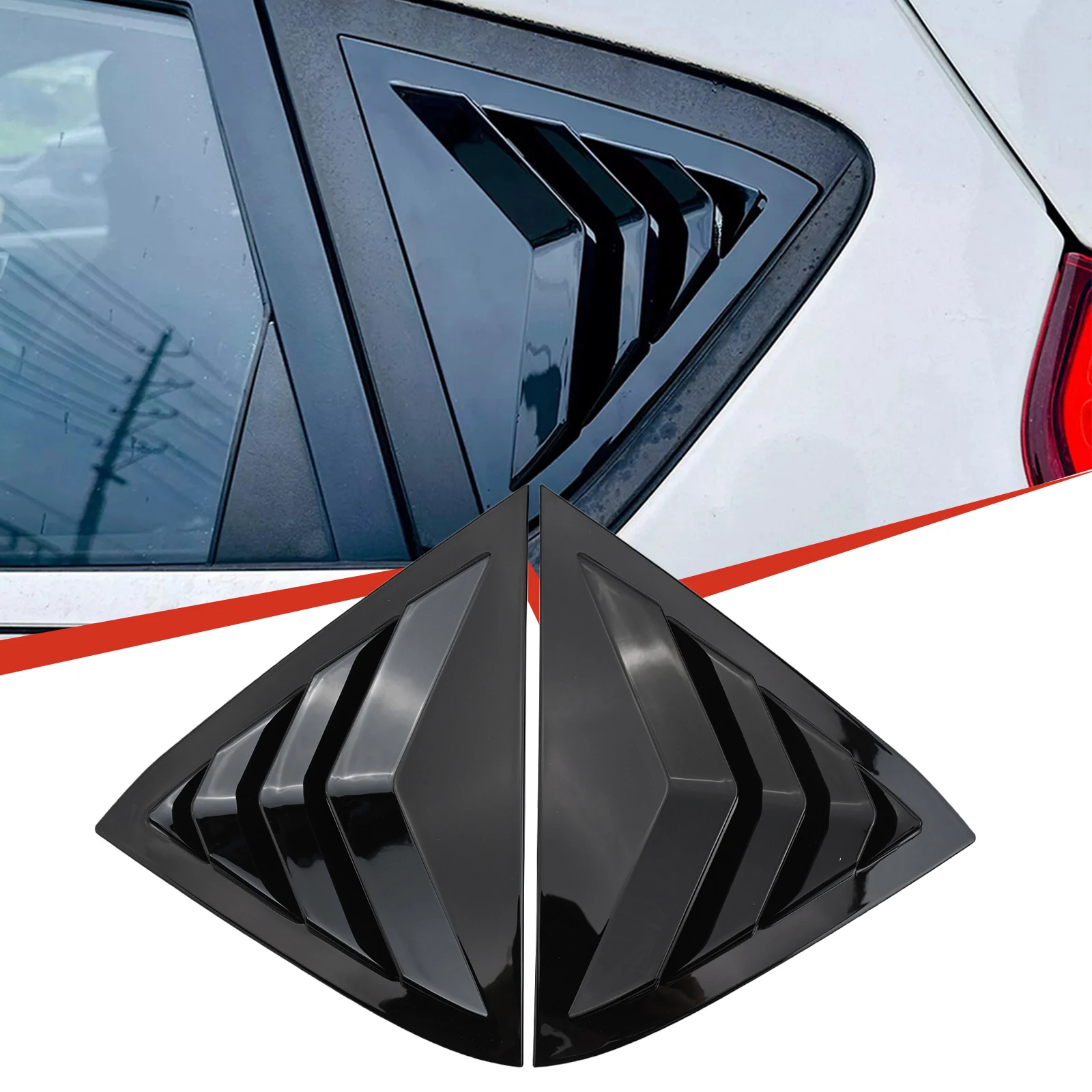 1 Pair Rear Side Door Glass Louver Shutter Trim Black Carbon Fiber Rear Left Right For Ford Fiesta MK7 MK7.5 2008-2017