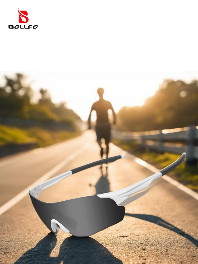 AliExpress BOLLFO Rimless Glasses Photochromic Cycling Eyewear TR90 Comfort Fit Bike Glasses for Trail Riding Summer Cycling Sunglasses