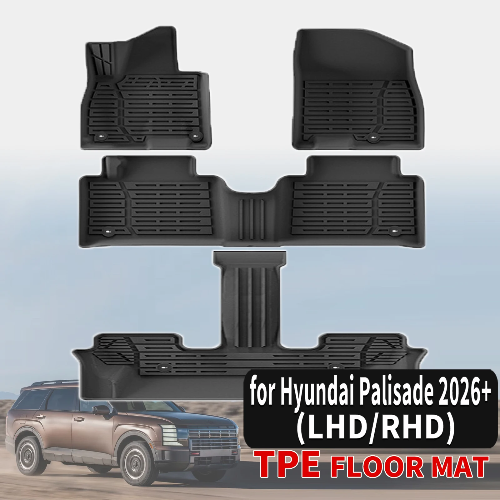 

for Hyundai Palisade 2026+ 7Seats LHD/RHD 3D Maxpider Style TPE All-Weather Floor Mats Accessories