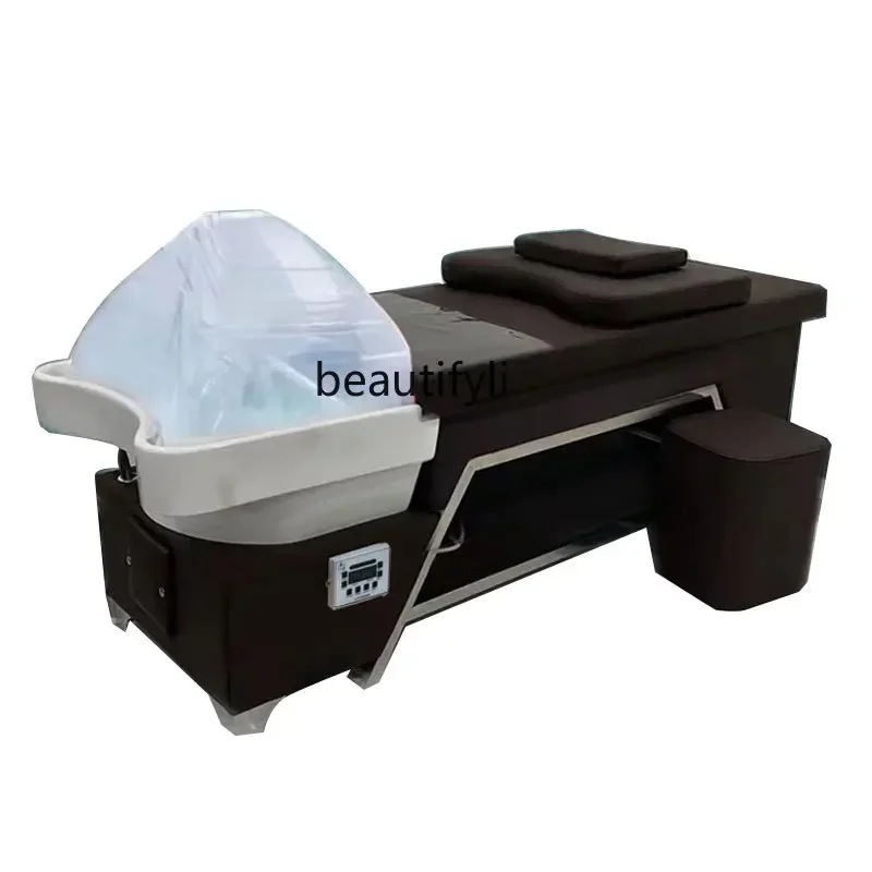 

xzCeramic Basin Thai Head Therapy Shampoo Chair Hair Saloon Water Circulation Steaming Bed Beauty Salon Massage Integrated Bed