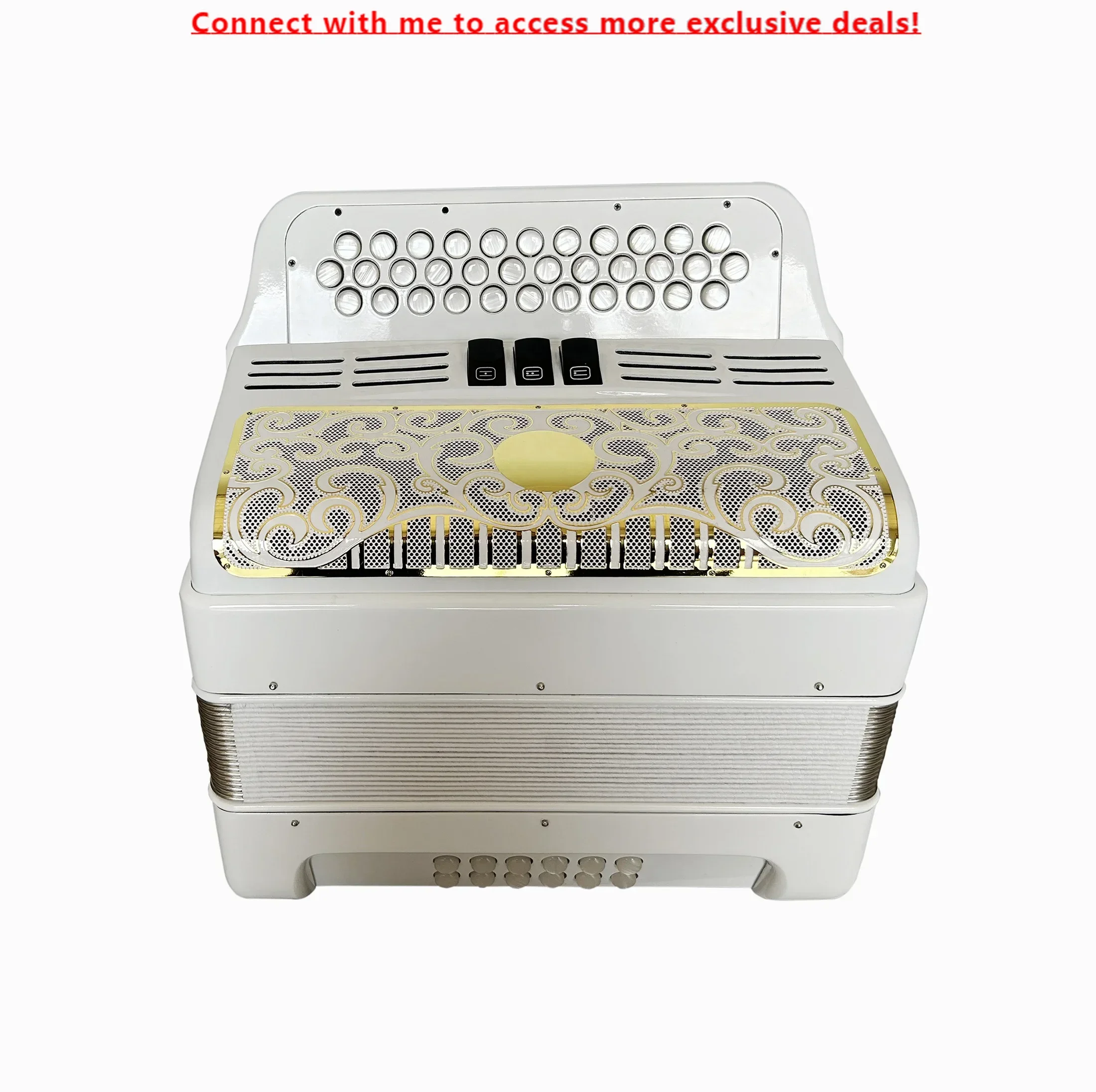 

SEASOUND 34 Buttons 12 Bass 3 Registers Bright White Body Accordion White Gold Grill White Buttons Accordions Musical JB3412C