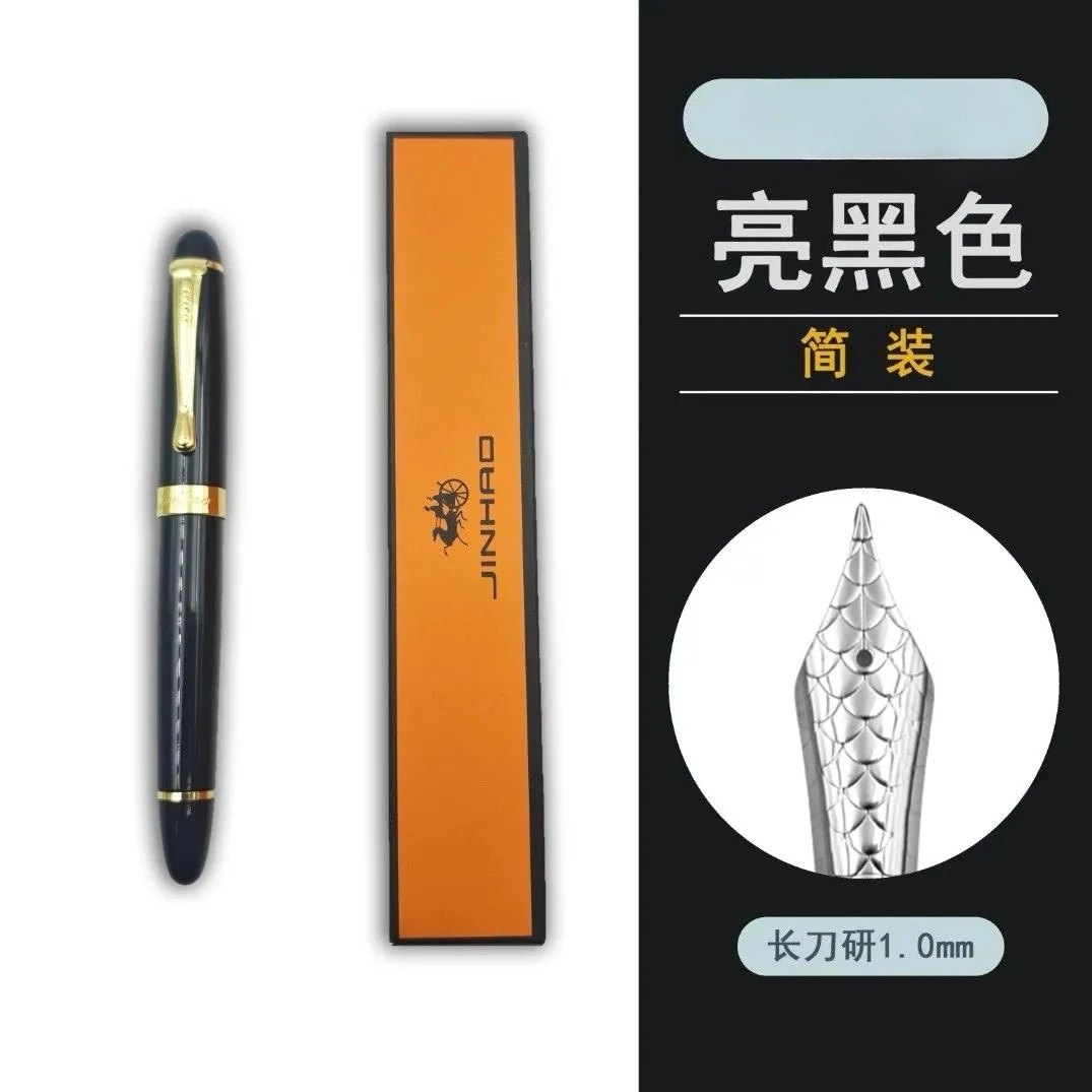 

Перьевая ручка Jinhao с черным пером в форме рыбьей чешуи, длинным ножевидным кончиком и рельефом дракона, ручная полировка, подарок на день рождения, свадьбу, акция, подарок учителю