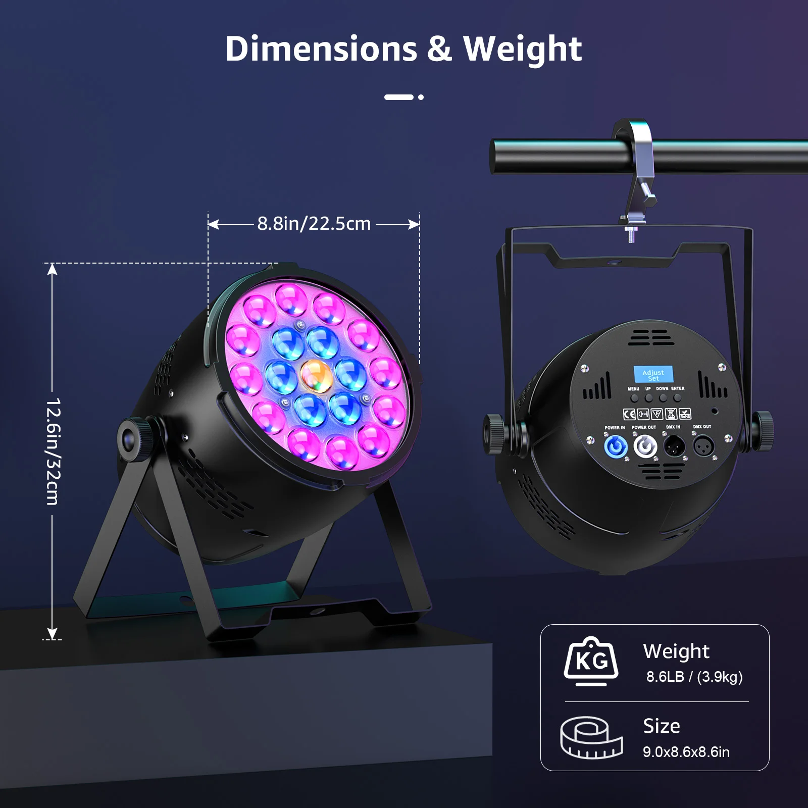 Imagem -06 - Uking-stage Luzes Par com Rgb Led dj Luzes do Palco Focus Dye Lâmpadas Controle Dmx512 para Festa de Casamento Clube Natal 19x15w 4in 1