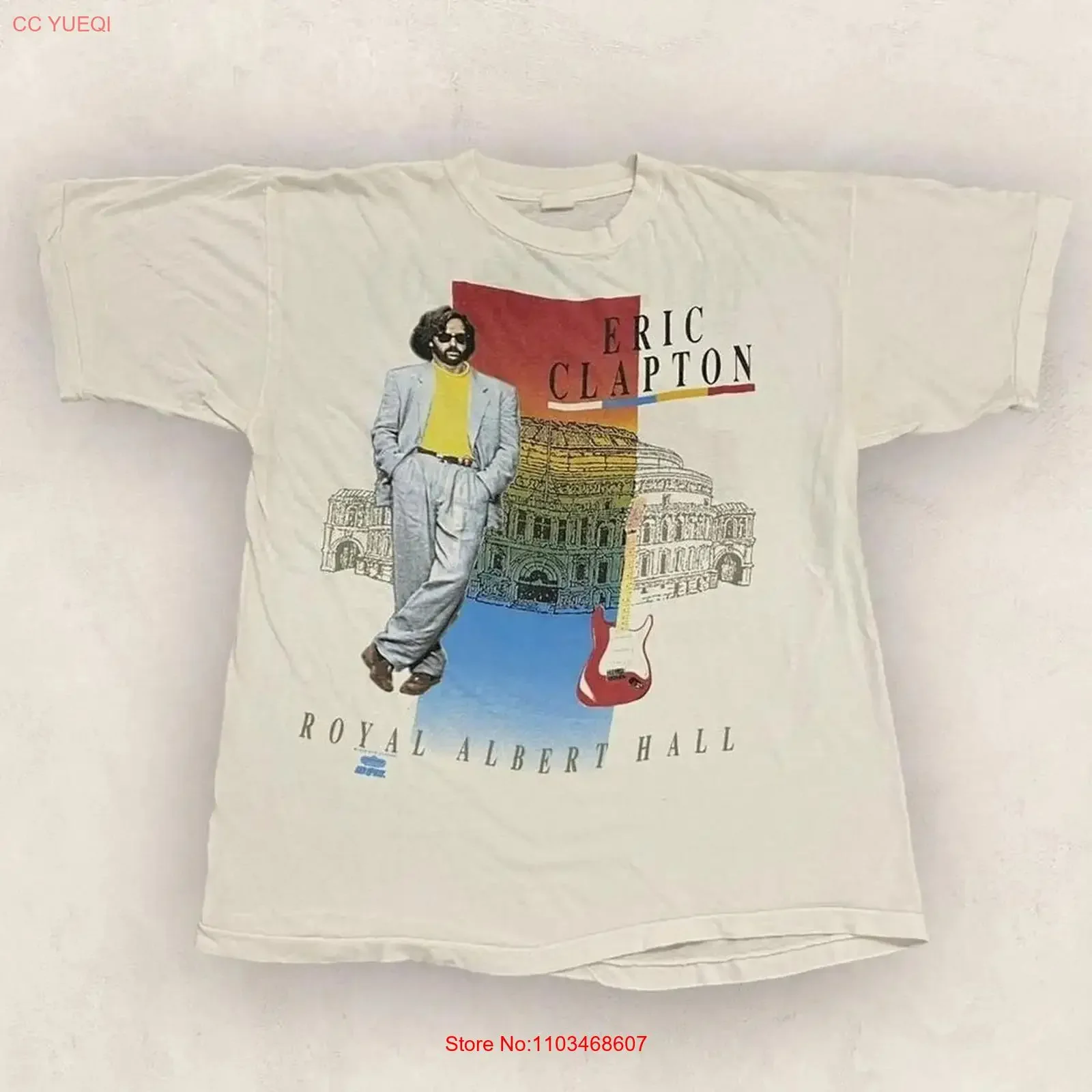 Camiseta Vintage dos anos 90 Eric Clapton Royal Albert Hall 91 London Tour Band SEG_590 vintage lavada confortável casual unissex