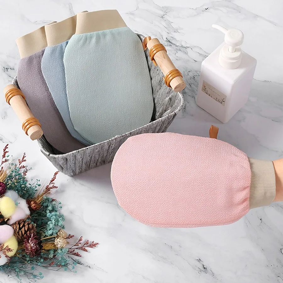Double-sided Polyester Exfoliating Shower Glove, Reusable Body Scrub Mitt for Dead Skin Removal, Gentle Exfoliator for Smooth Sk