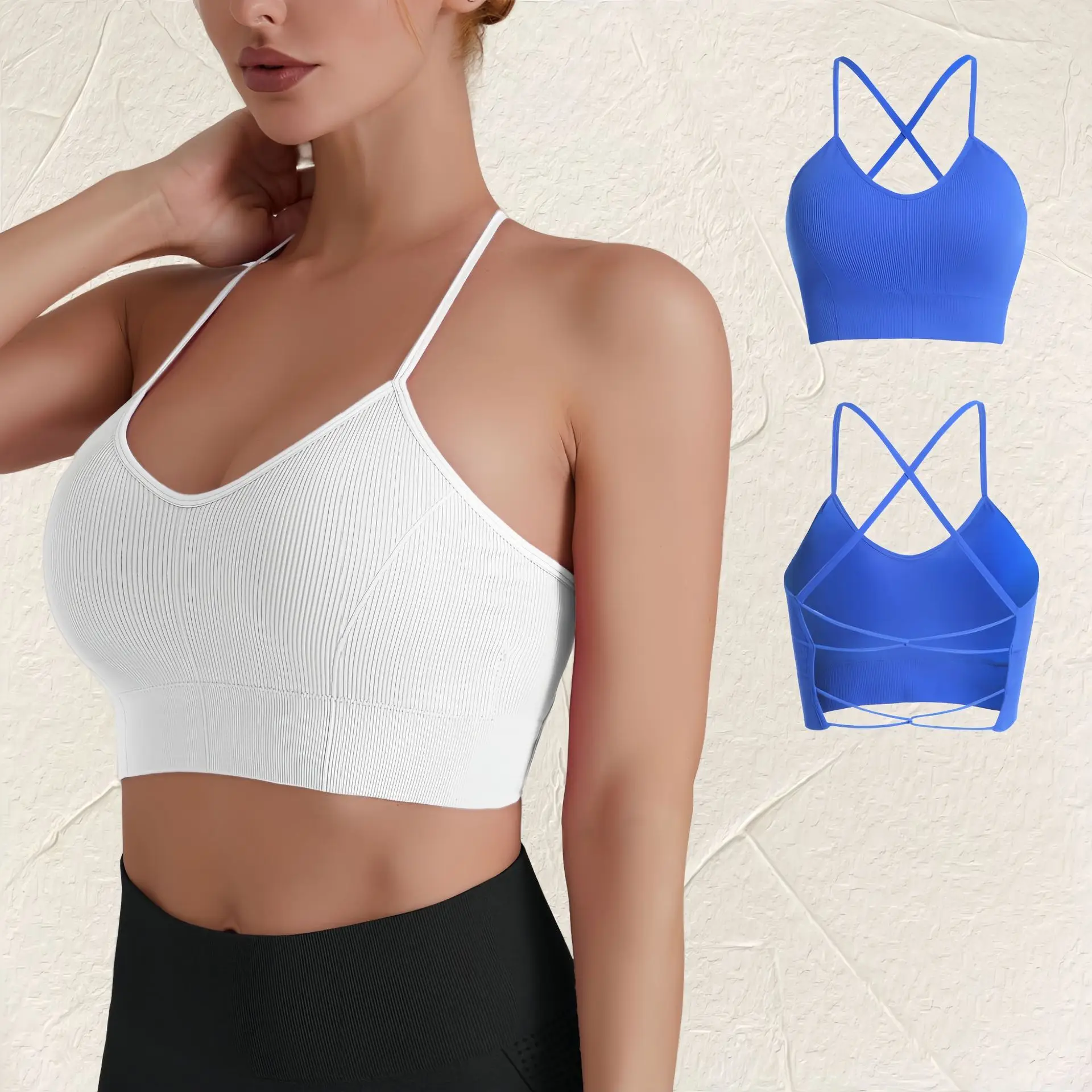 

Breathable Yoga Bra for Spring and Summer Workouts, Featuring Nude Feel and Cross-Back Design