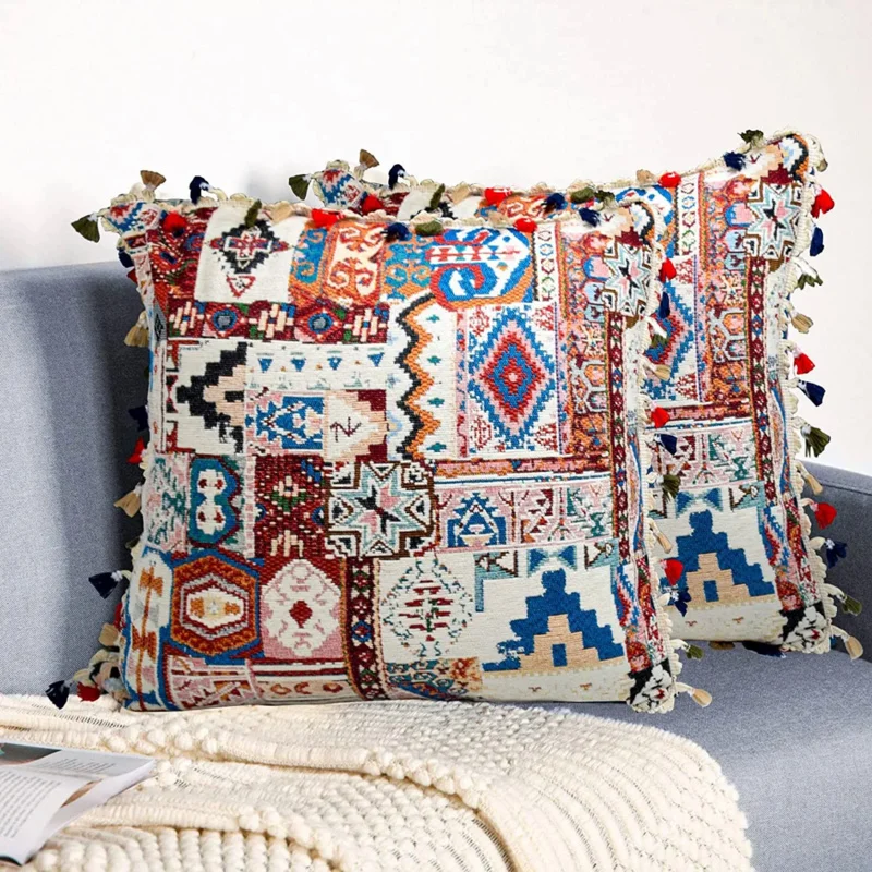 

Inyahome Ethnic Throw Pillow Covers Boho Room Decor for Couch Pillowcase Bohemian Outdoor Case for Farmhouse Home Cojin Cojines