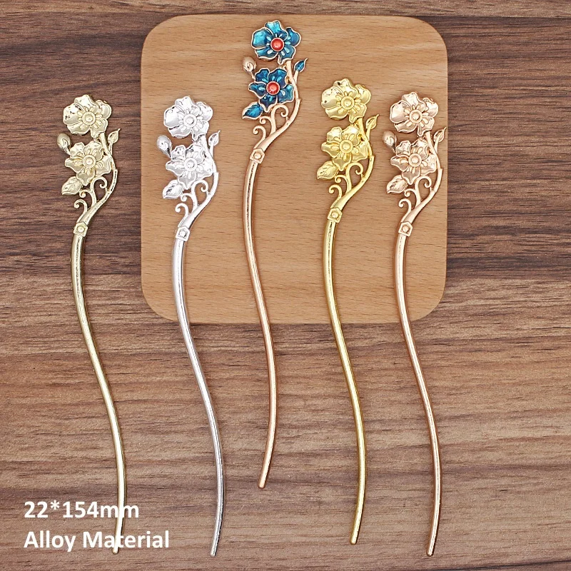 BoYuTe (20 Pieces/Lot) New Alloy Flower Hair Stick Diy Hair Accessories Handmade Materials