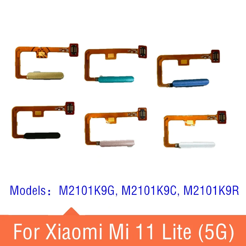 Fingerprint Sensor Home Button Flex Cable For Xiaomi Mi 11 Lite 5G M2101K9G Touch Sensor Scanner Repair Parts