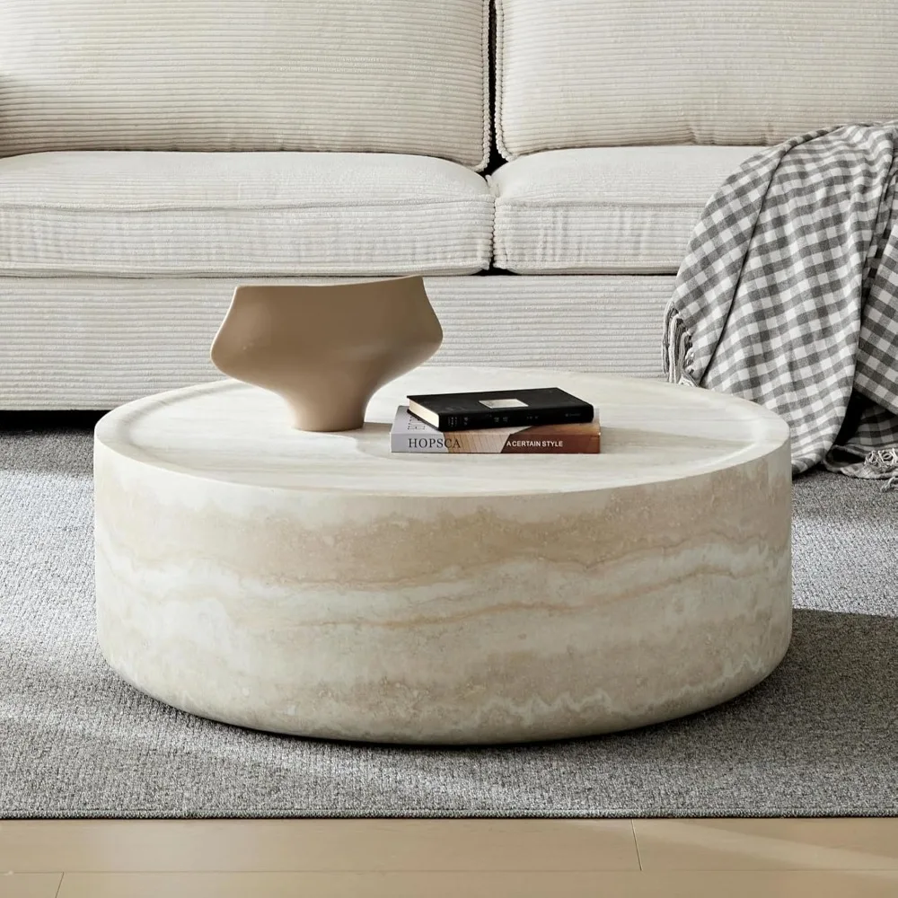 

Round Coffee Table for Living Room Modern Faux Marble Center Circle Tables Side Tables Accent Table