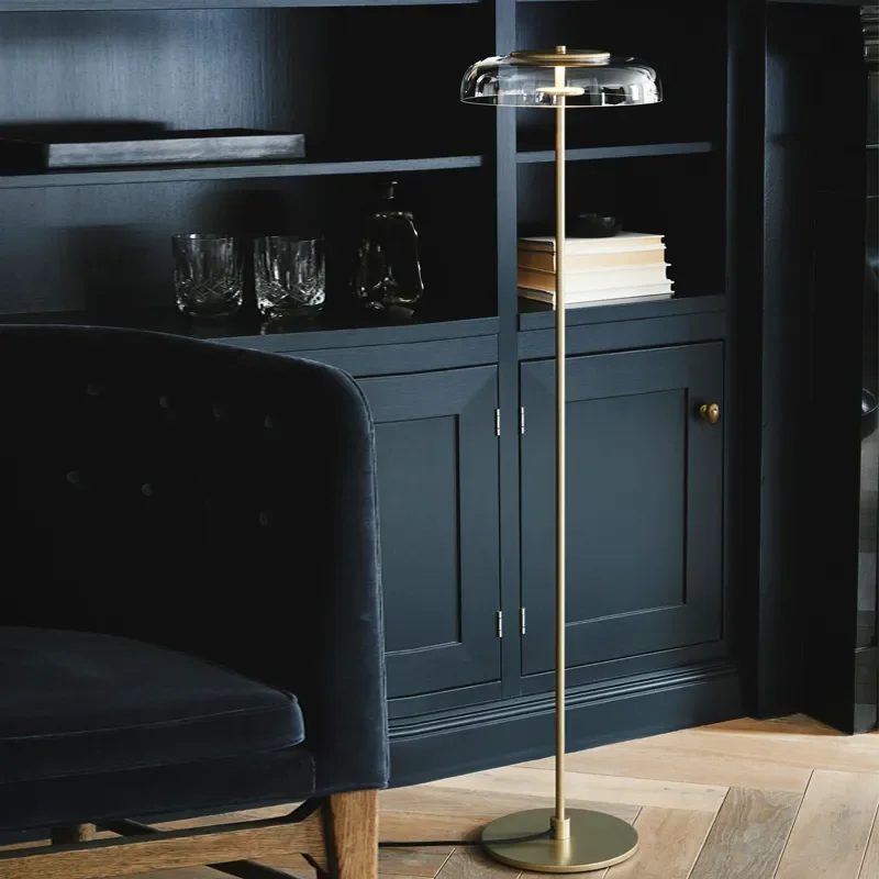 Gold Luxe Minimalist Modern Glass and Metal Floor Lamp with Warm White for Accent Lighting Reading
