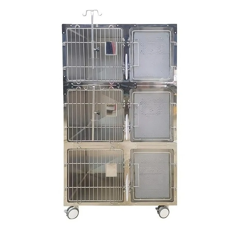 a forLuxury 3 Tier Quiet Cat Cage with Silent Sliding Lock Acrylic Shelf & Mute Wheels for Vet Hotel Boarding