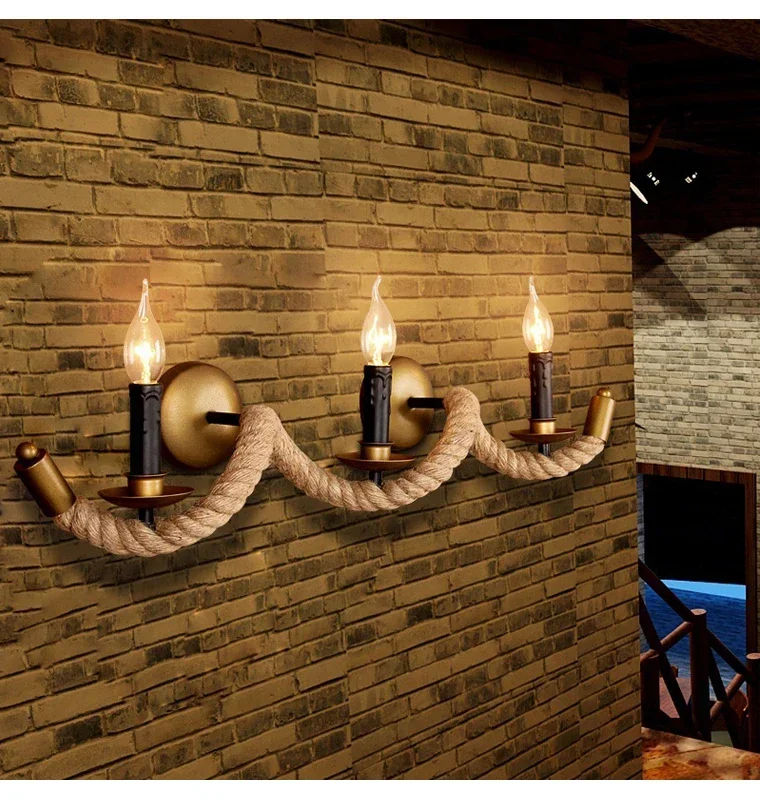 

Creative retro bar lights bed corridor wall three candle lights loft restaurant