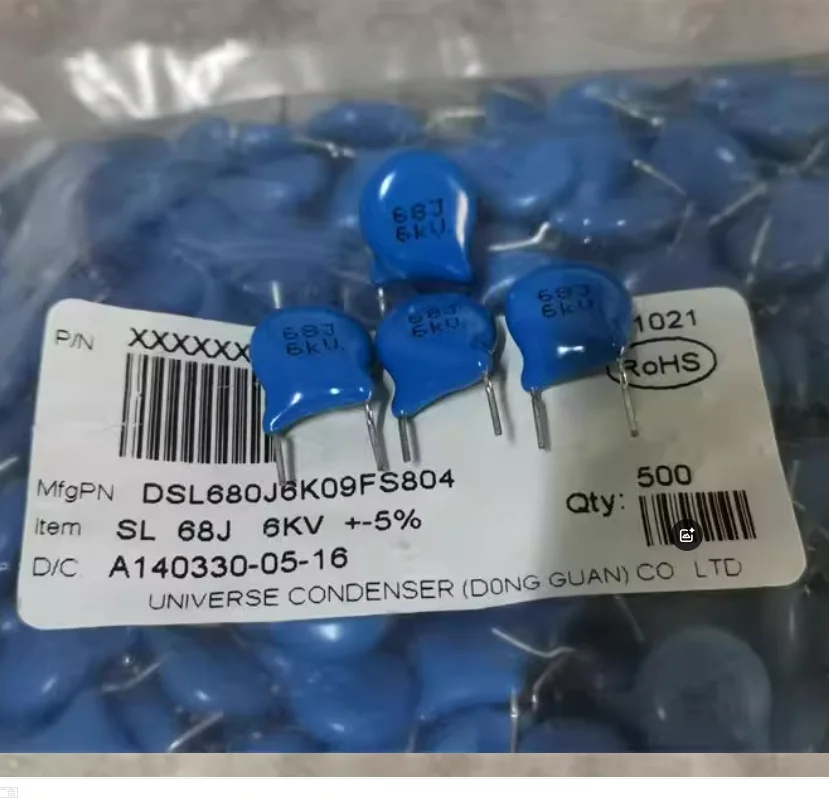 10PCS/LOT 6000V 68PF 6KV 68J  High-voltage ceramic capacitor P: 10MM  New product in stock