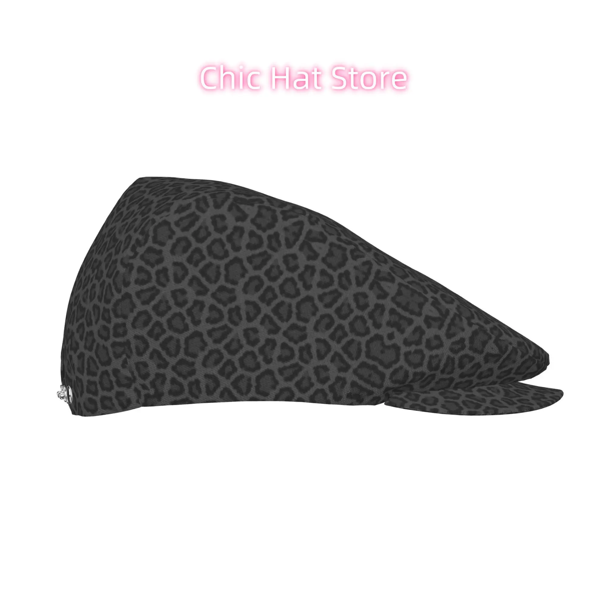 1pc of Dark Leopard Print Flat-Top Hats Suitable for Both Men And Women, Including Newsboy Caps, Berets, Irish Hats, Driver Caps