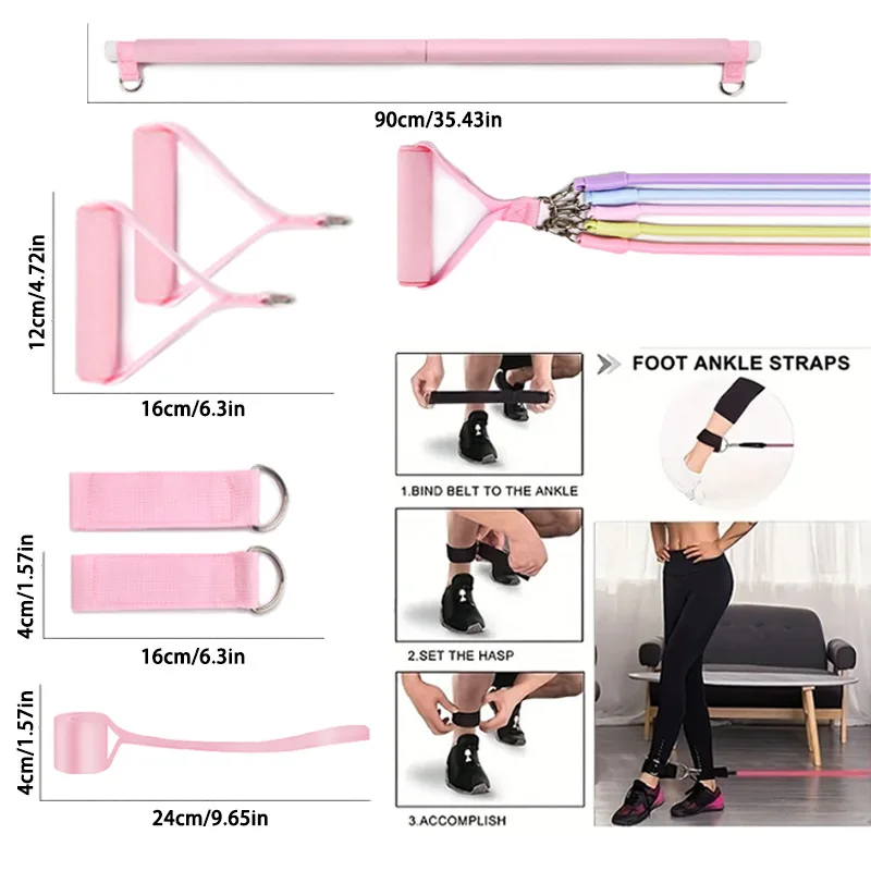 Multi Functional Tension Rope Fitness Stretcher for Household Abdominal Stretching Training, Tension Rope Pilates Stick Set New