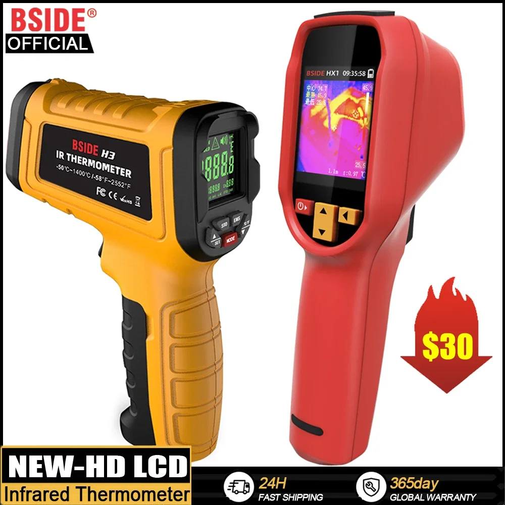 BSIDE NEW Infrared Thermometer H3/HX1(HD LCD) Professional Digital IR Temperature Meter Non-contact Laser Thermometers Pyrometer