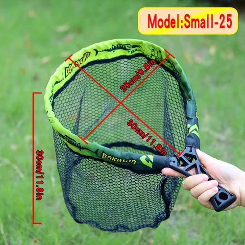 Imagen 2 del producto Red de pesca plegable BAKAWA, red de pesca de mango corto para arroyos, red de señuelo portátil cuadrada, accesorio de red de pesca de gran capacidad