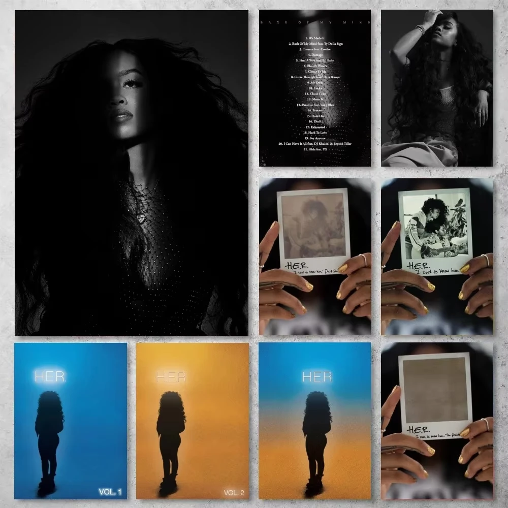 H.E.R Back of My Mind Poster Gallery Prints Self Adhesive Home Decor Decoration Wall Decals Living Room