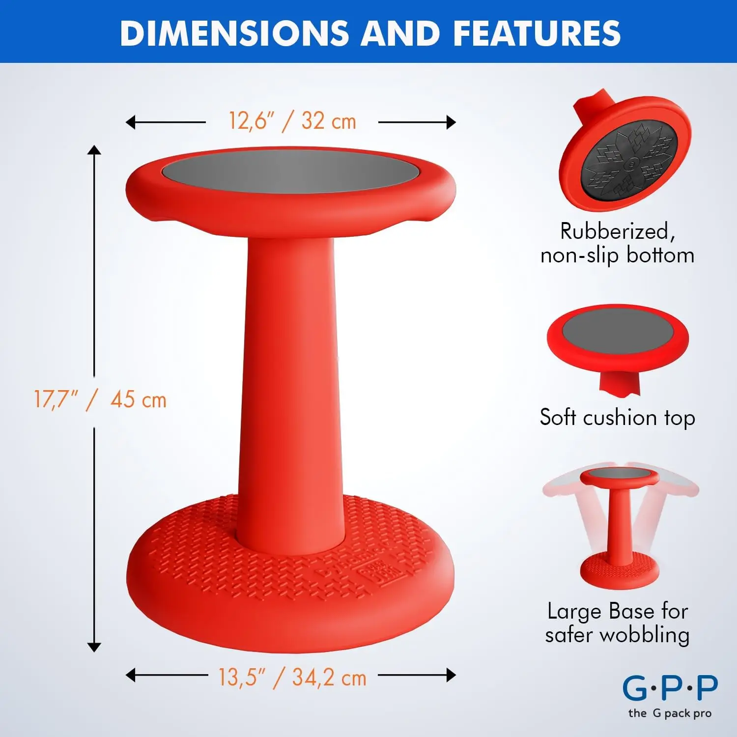 Kids Wobble Stool 2-Pack – Improves Focus Attention – Non-Slip Base - Wiggle Chair Active Flexible Seating for Preschool Kinderg