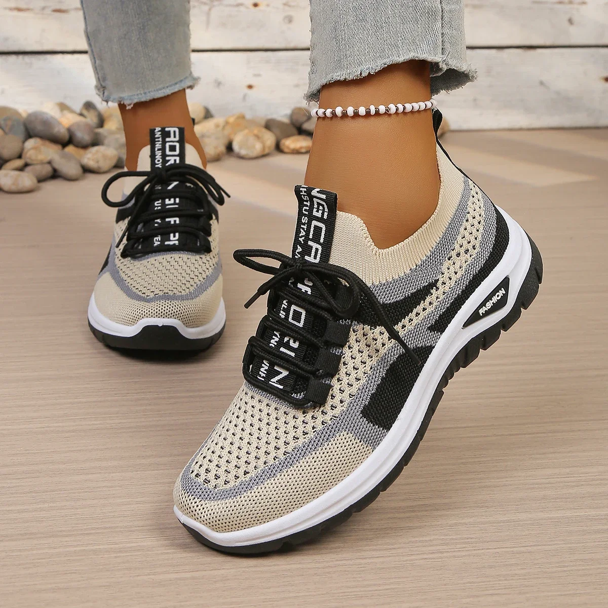 Damenschuhe Sommer 2026 Lässige Sneaker Neuer Stil Zweifarbige Einzelschuhe, Vielseitige, Lässige und Modische Arbeitsschuhe – Detail 3
