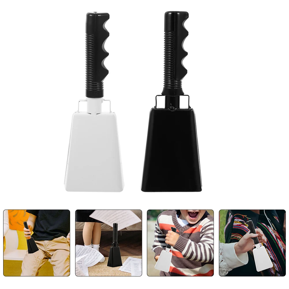

2 Pcs Toy Sound Generator Bull Bell Handbells Percussion Metal Cow for Sporting Events