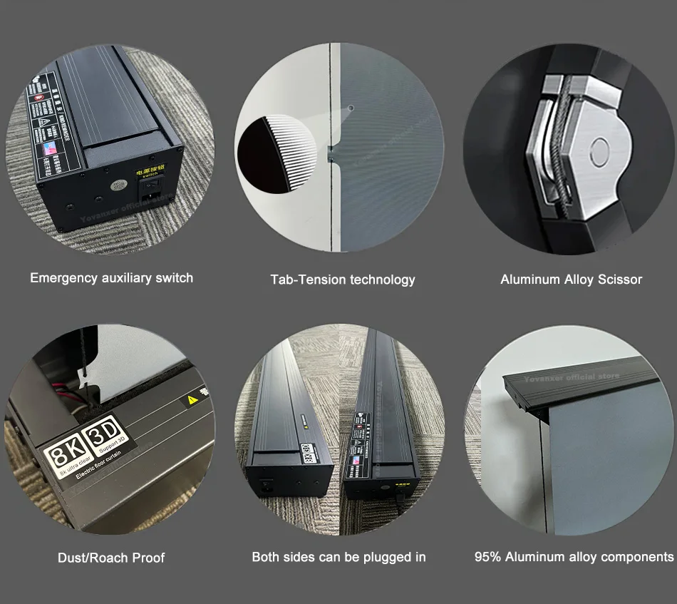 Nieuwe 100-120 Inch T Prisma ALR Gemotoriseerde Elektrische Tab Spanning Vloer Stijgende Projector Scherm Vierkante Shell Voor UST projector