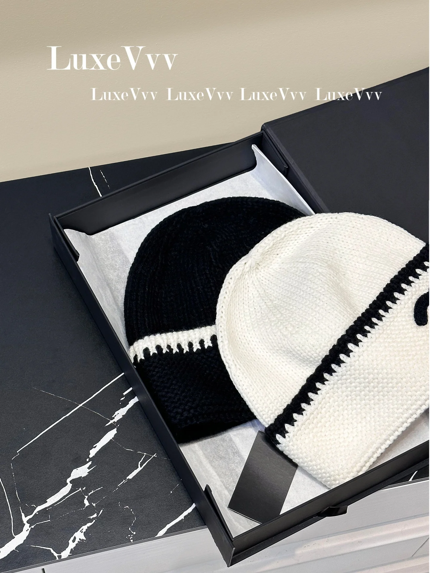 LuxeVvv Knitted Color Block Hat Unisex Warm Winter Woolen Cap Versatile Fashionable Winter Season round Top Knit Hat
